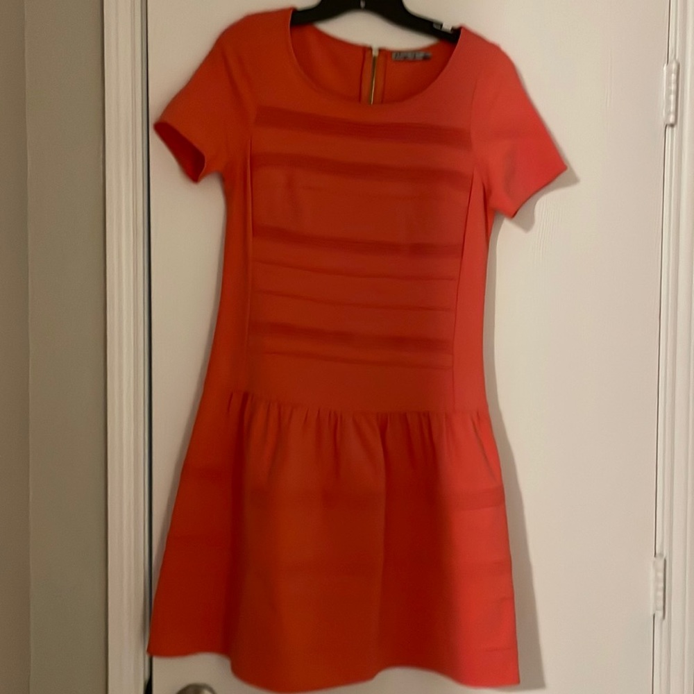 EUC fit and flare coral dress